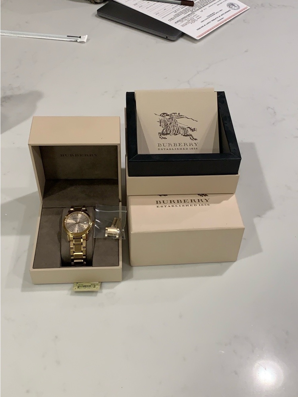 Burberry Gold-tone Women's Bracelet Watch with Champagne Dial
